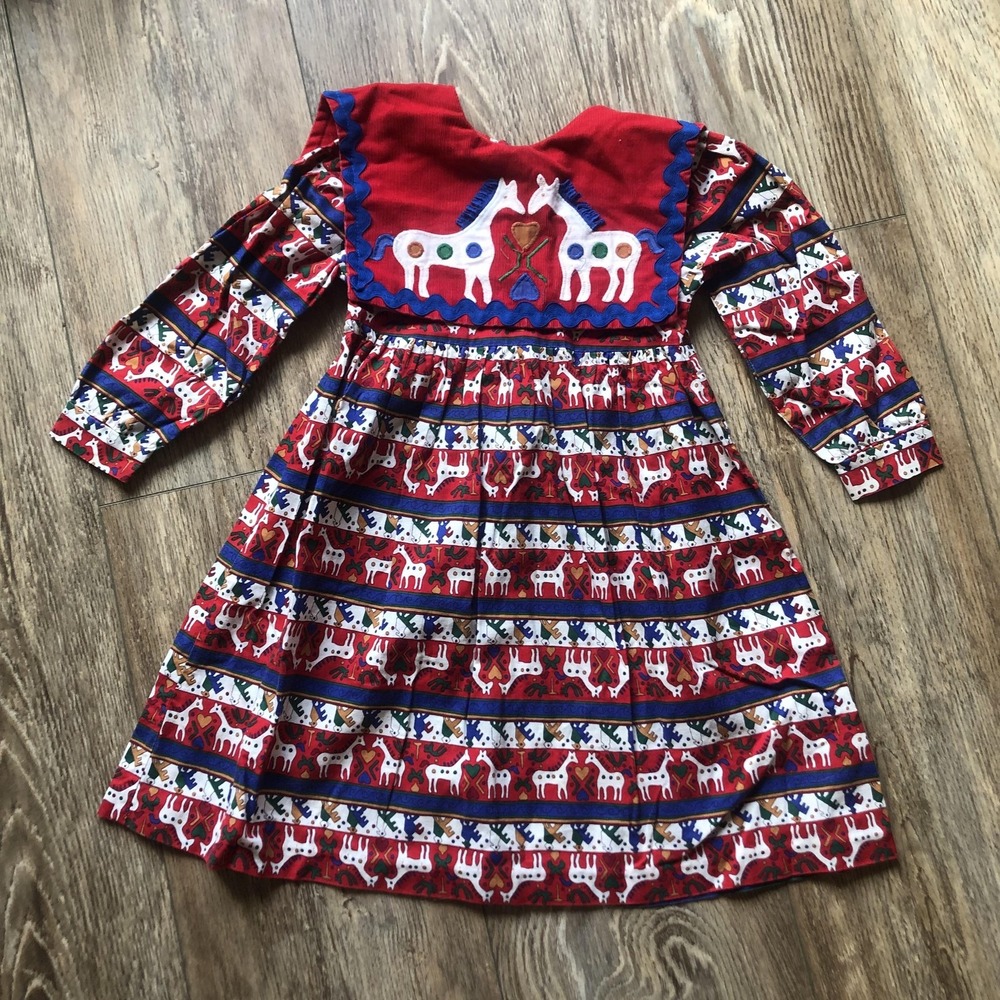 Heart's Designs Girls 4T Red Animal Print Fit & Flare Dress Puff Sleeve USA Made